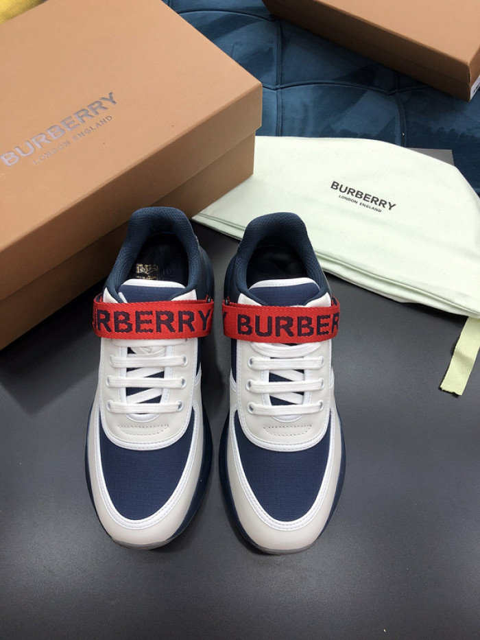 B**rry vintage check, leather and mesh sneakers