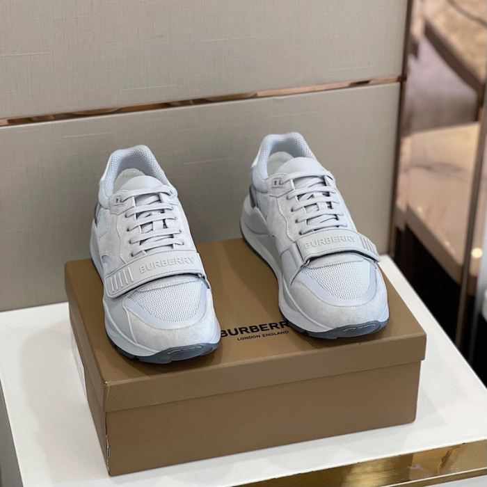 B**rry vintage check, leather and mesh sneakers